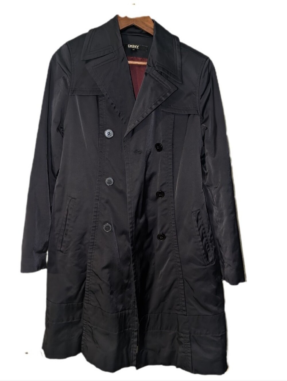 DKNY Classic Black Trench Coat MEDIUM